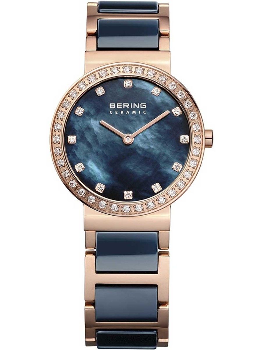 Bering 10729-767 watch for woman with a blue dial and ceramics strap.