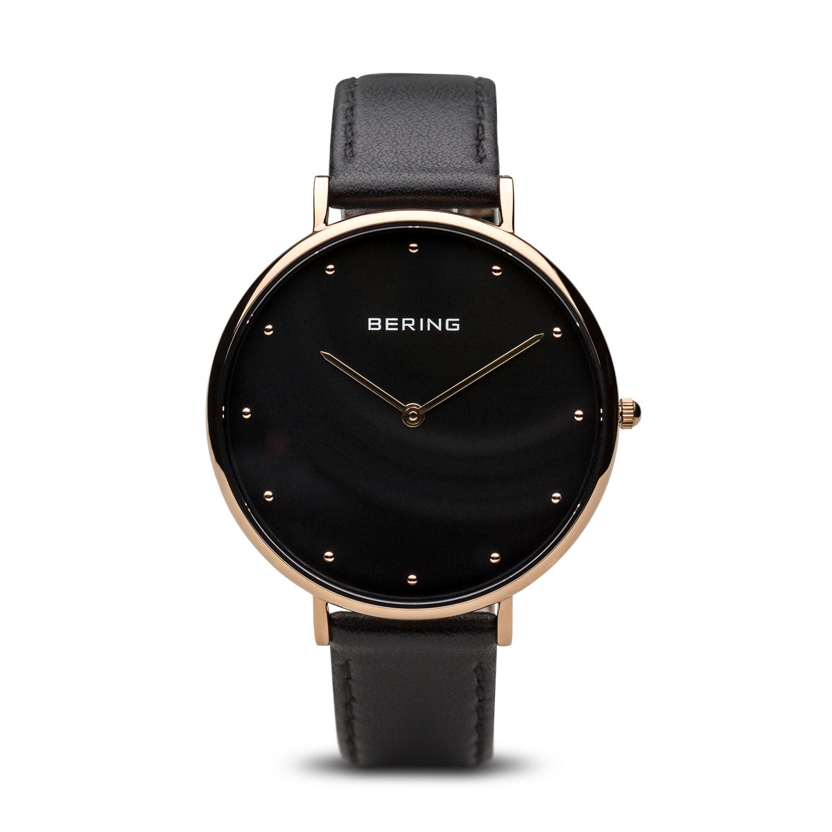 Bering 14839-462 watch for women with a black dial and fur strap.