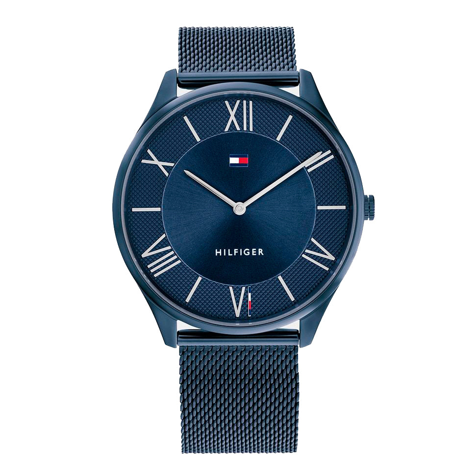 Tommy Hilfiger 1710514 watch for man with a blue dial and stainless steel strap.