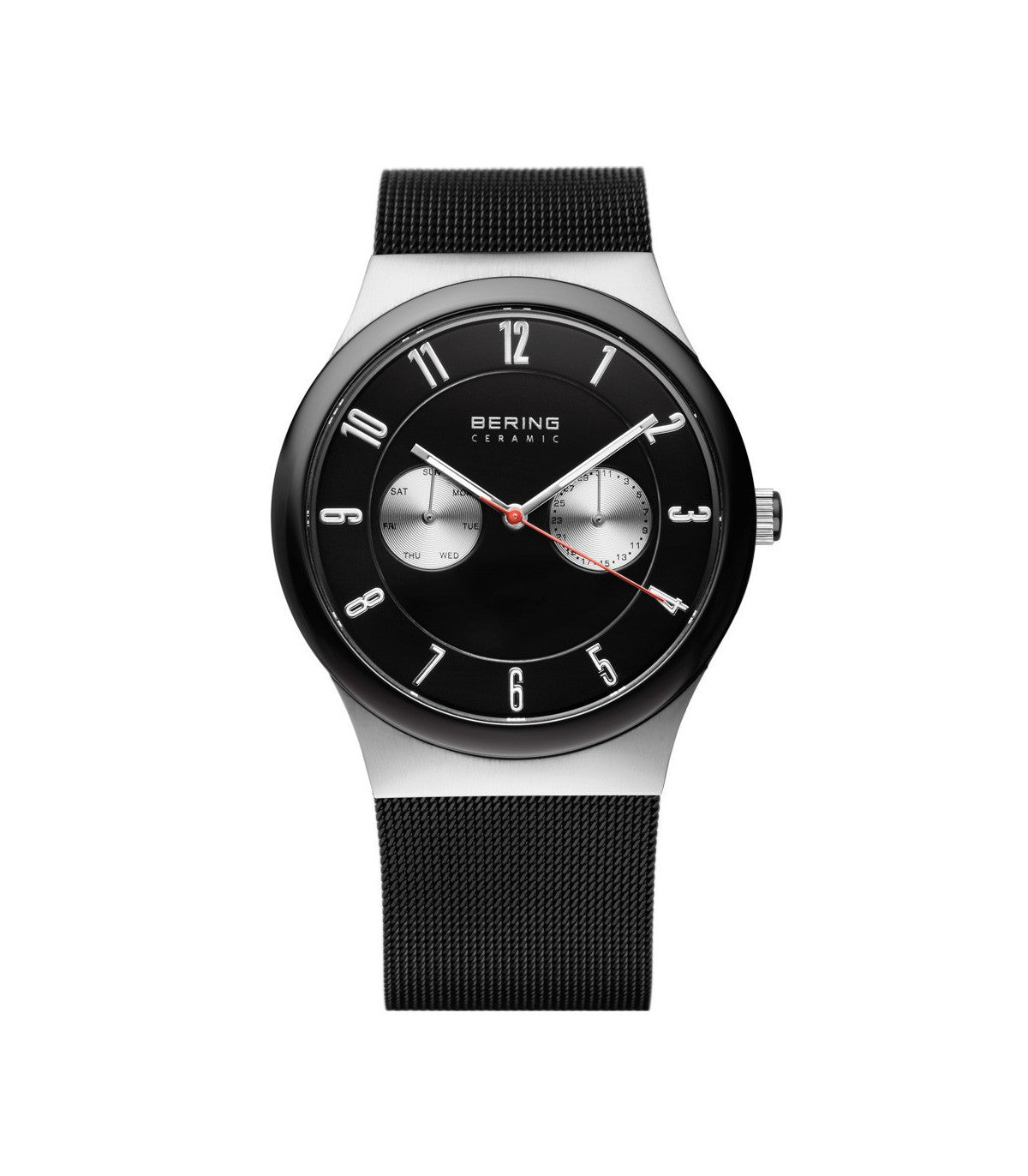 Bering 32139-202 watch for man with a black dial and stainless steel strap.