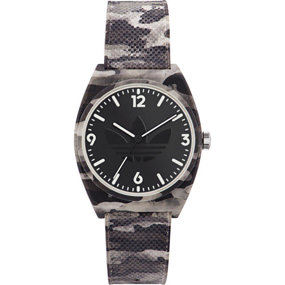 Adidas AOST22568 watch for unisex with a black dial and silicone strap.