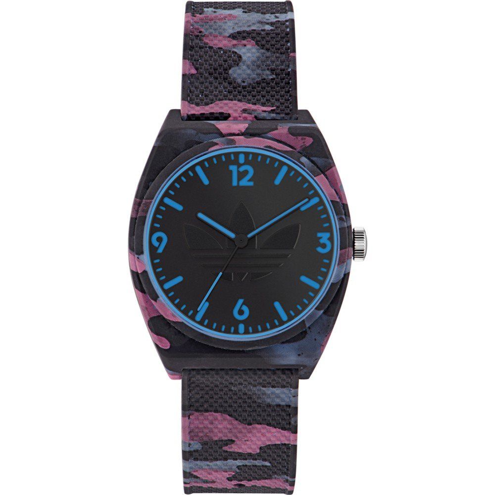 Adidas AOST22569 watch for unisex with a black dial and silicone strap.