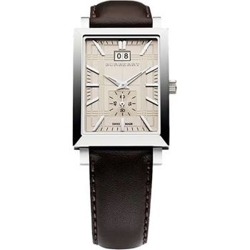 Burberry BU1322 watch for man with a white dial and leather strap.