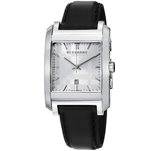Burberry BU1571 watch for man with a grey dial and leather strap.