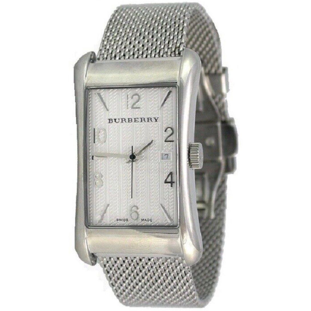 Burberry BU3004 watch for man with a grey dial and stainless steel strap.