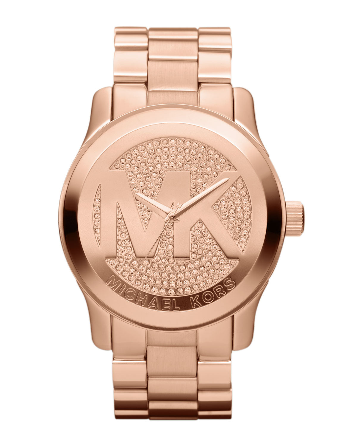 Michael Kors MK5661 watch for woman with a golden dial and steel strap.