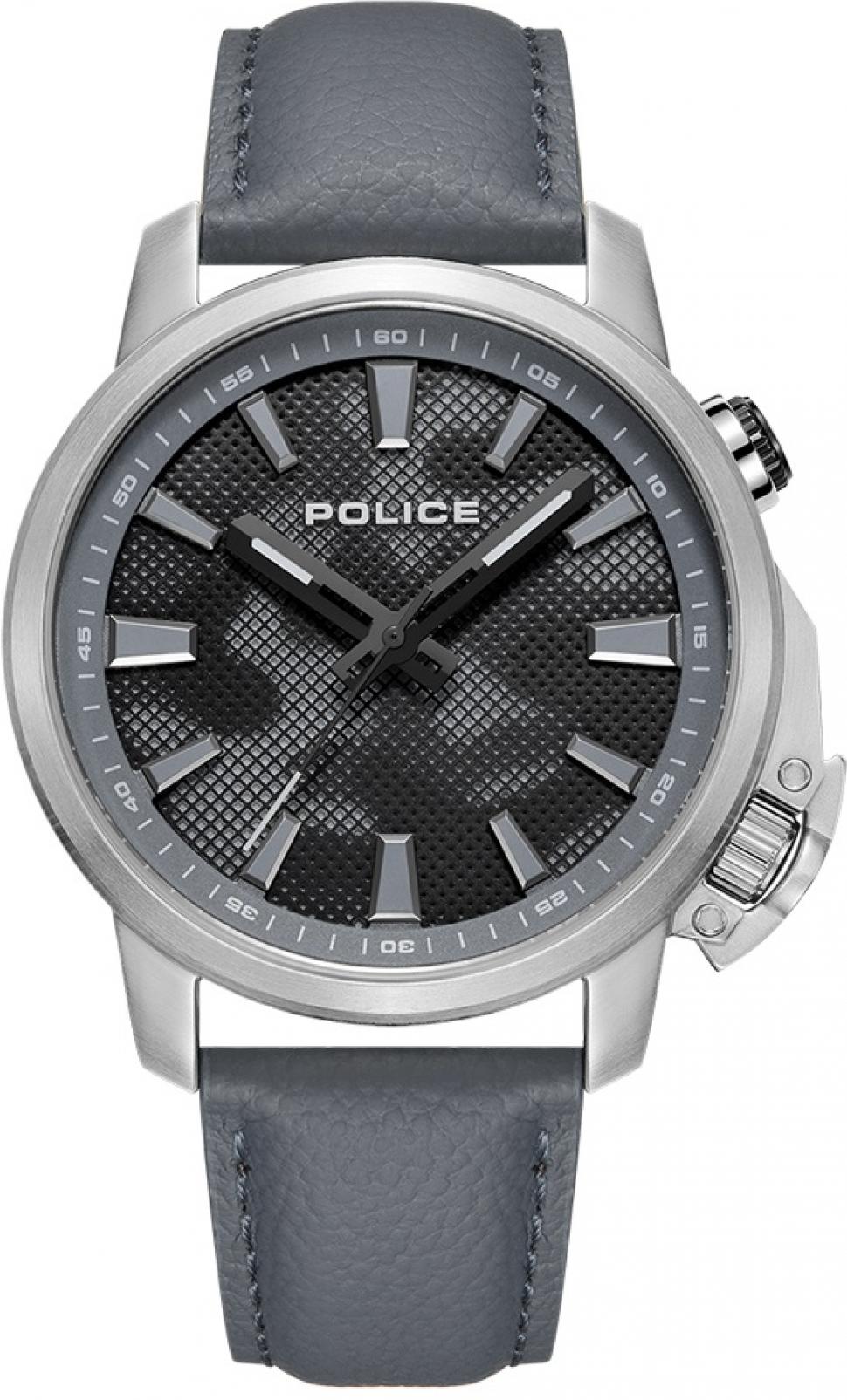 Police PEWJD2202702 watch for man with a black dial and leather strap.