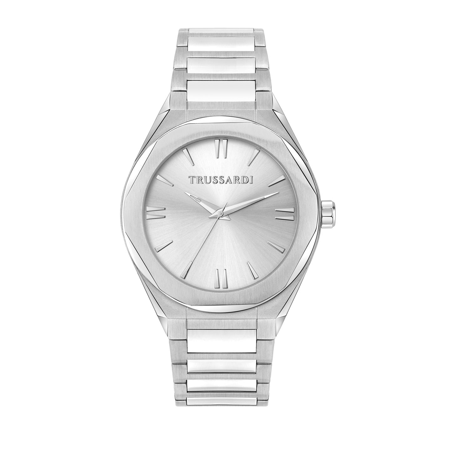 Trussardi R2453156006 watch for man with a white dial and stainless steel strap.