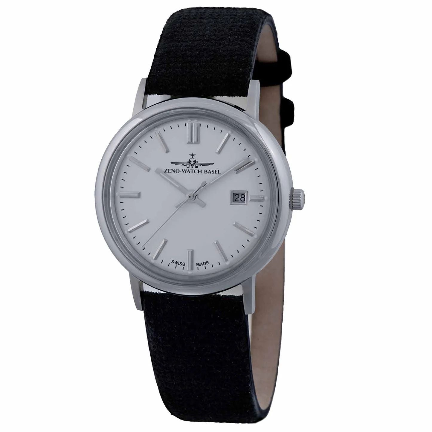 Zeno ZE5177-1 watch for man with a white dial and leather strap.