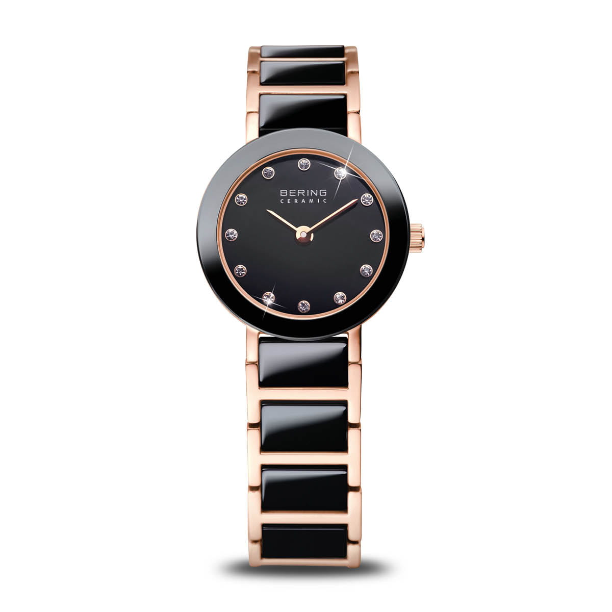 Bering 11422-746 watch for women with a black dial and ceramics strap.