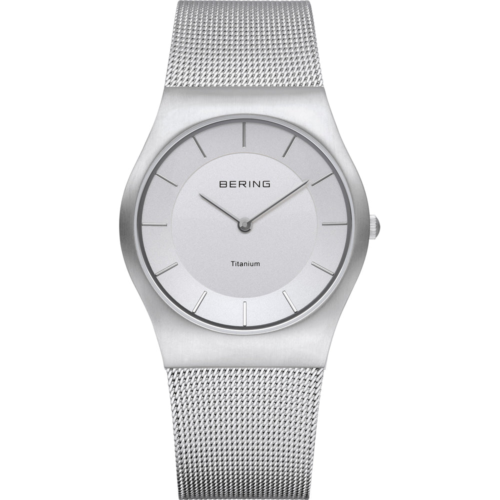 Bering 11935-000 watch for women with a silver dial and steel strap.