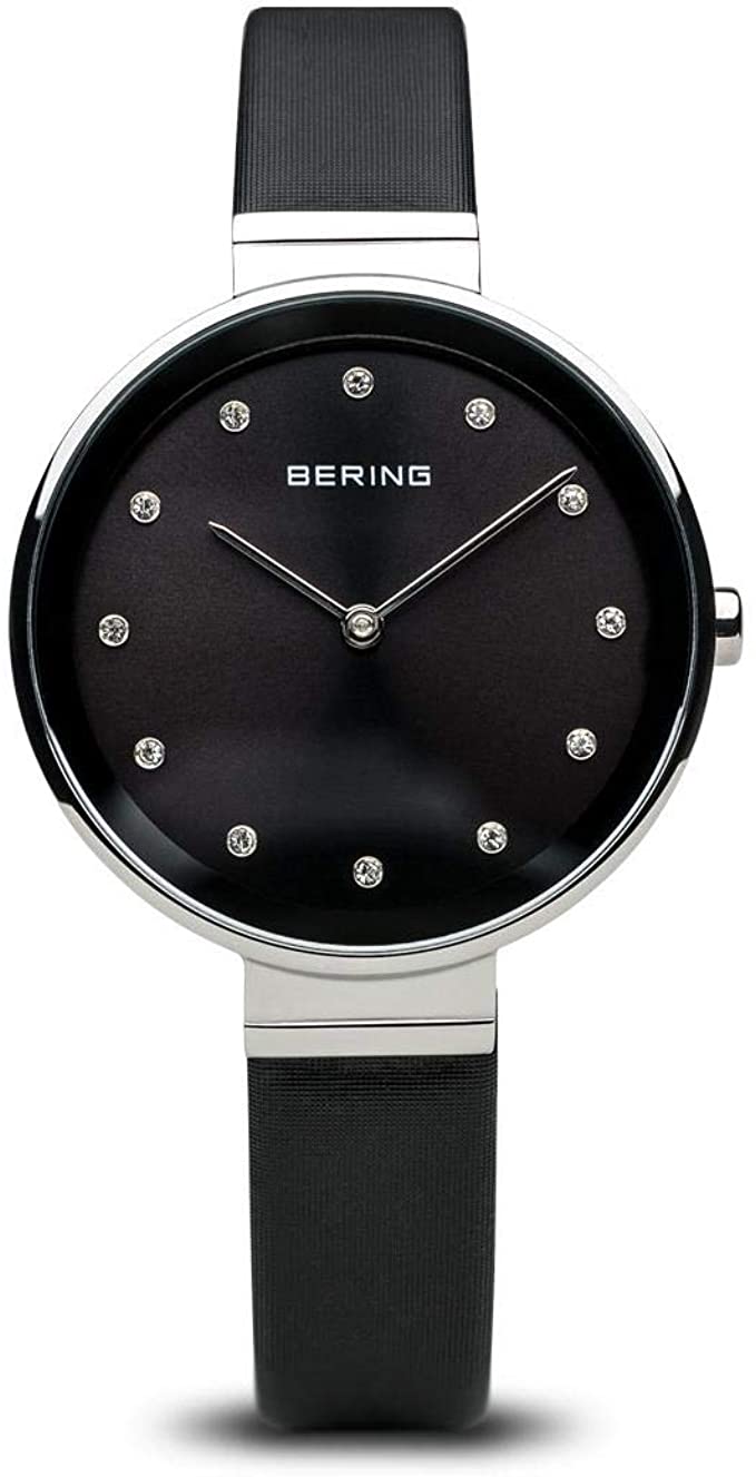 Bering 12034-602 watch for women with a black dial and steel strap.