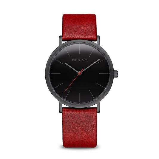 Bering 13436-622 watch for women with a black dial and leather strap.