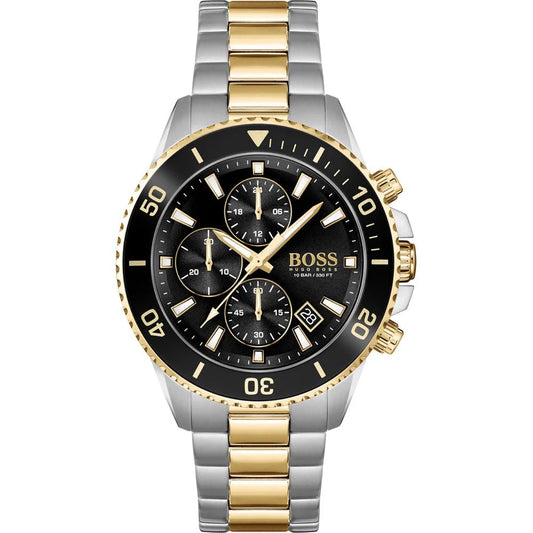 Boss 1513908 watch for man with a black dial and stainless steel strap.