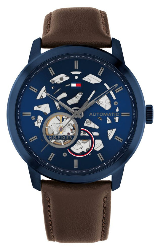 Tommy Hilfiger 1710660 watch for man with a blue dial and leather strap.