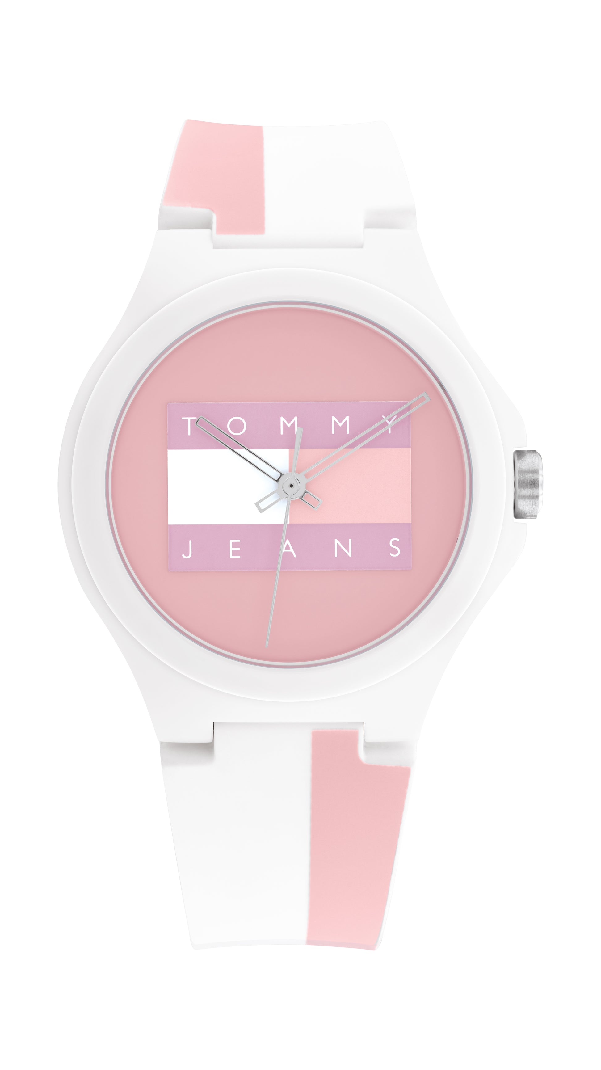 Tommy Hilfiger 1720026 watch for unisex with a pink dial and rubber strap.