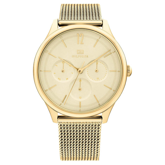 Tommy Hilfiger 1782458 watch for women with a golden dial and stainless steel strap.