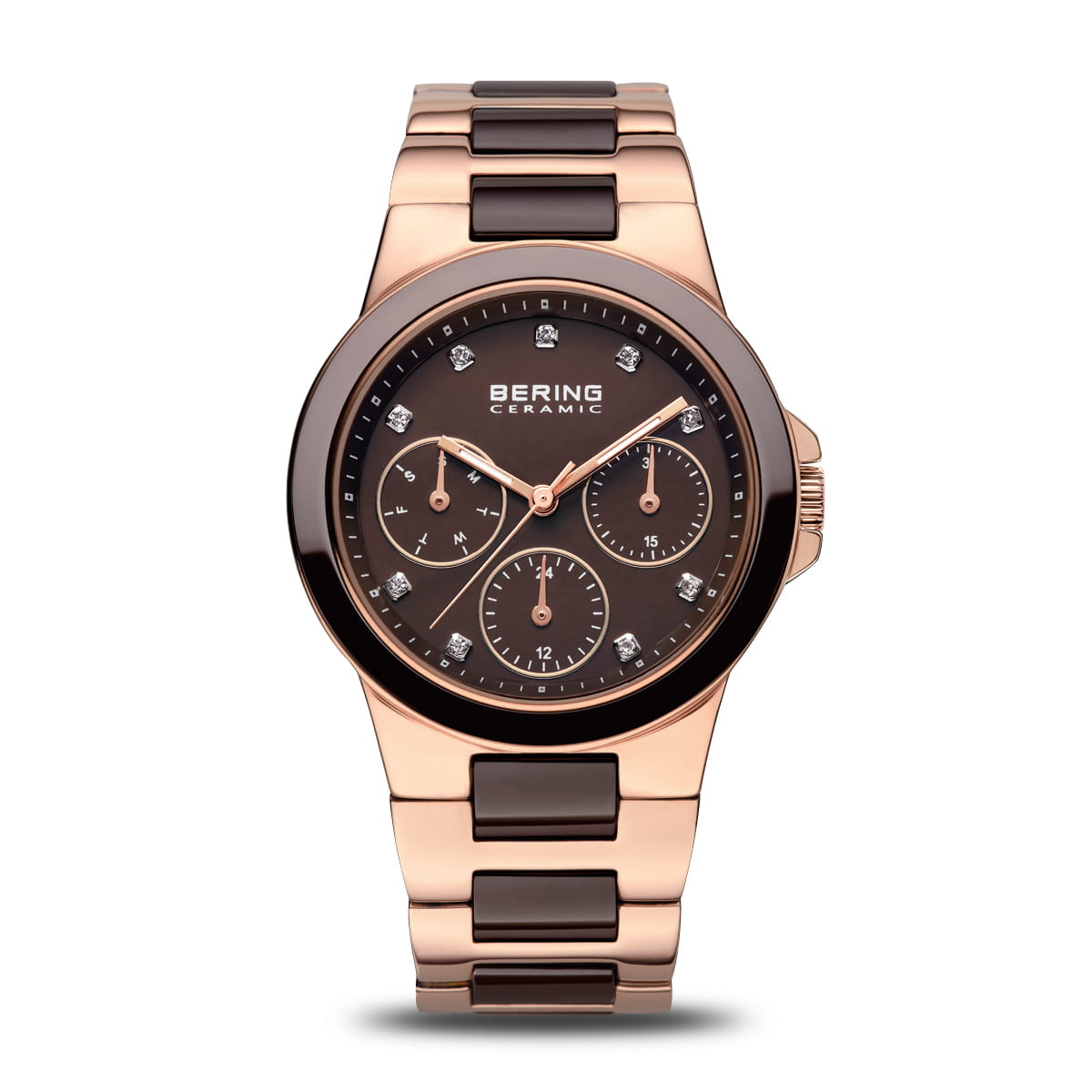 Bering 32237-765 watch for man with a brown dial and stainless steel strap.