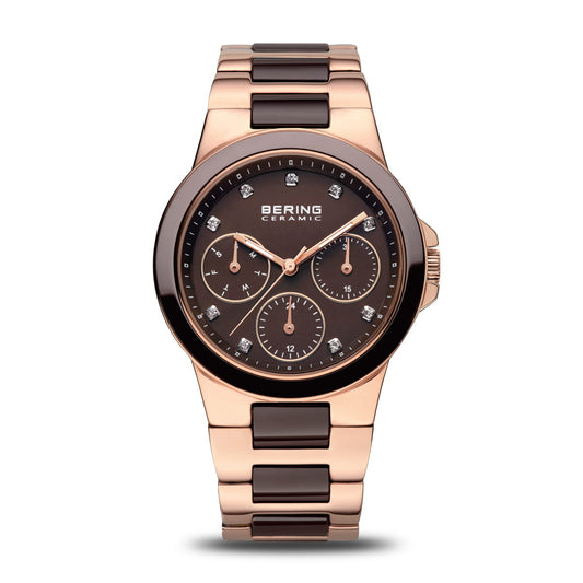 Bering 32237-765 watch for man with a brown dial and stainless steel strap.