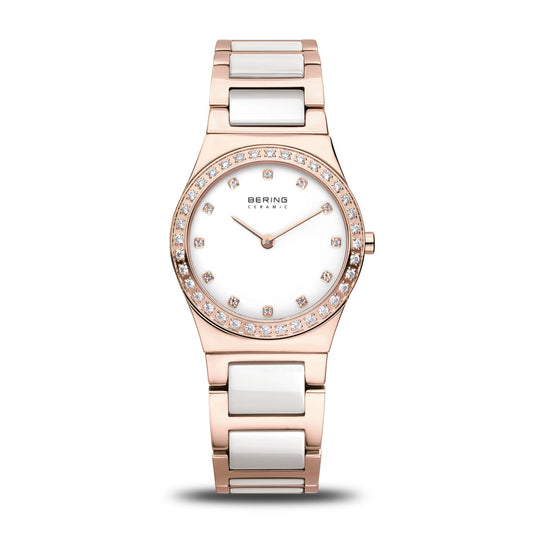 Bering 32430-761 watch for women with a white dial and ceramics strap.