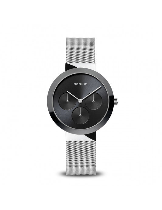 Bering 35036-002 watch for unisex with a black dial and steel strap.
