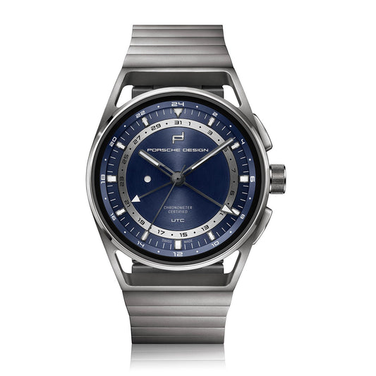 Porsche Design 6023.4.05.002.01.5 watch for man with a blue dial and titanium strap.