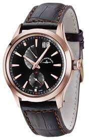Zeno 6662-7004Q-PGR-F1 watch for man with a black dial and leather strap.
