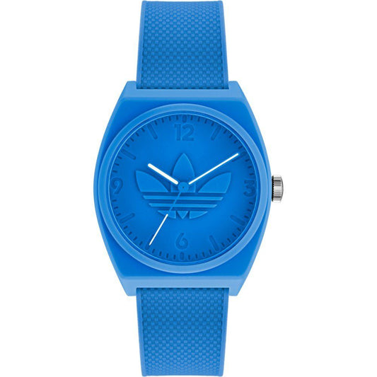 Adidas AOST22033 watch for unisex with a blue dial and silicone strap.