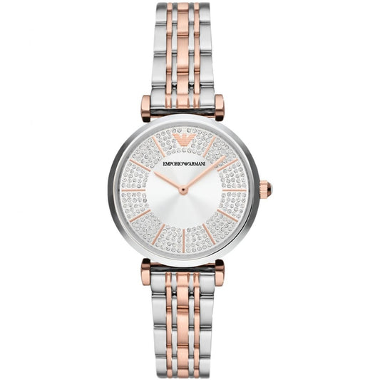 Armani AR11537 watch for women with a multicolored dial and stainless steel strap.