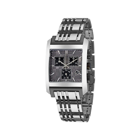 Burberry BU1561 watch for man with a grey dial and stainless steel strap.