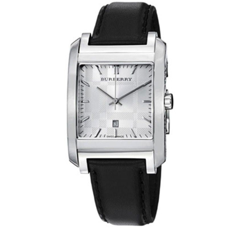 Burberry BU1570 watch for man with a grey dial and leather strap.