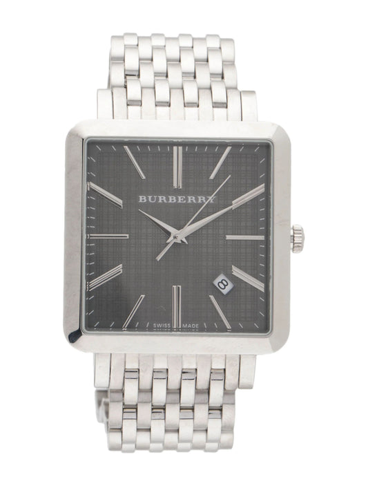 Burberry BU1711 watch for man with a grey dial and stainless steel strap.
