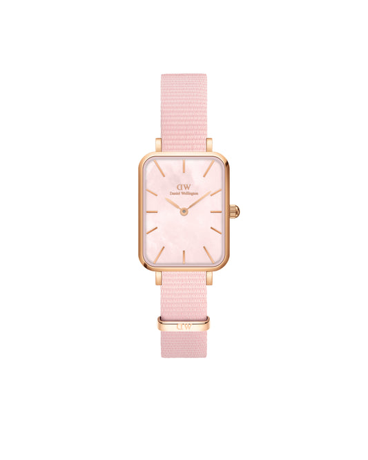 Daniel Wellington DW00100509 watch for women with a pink dial and nylon strap.