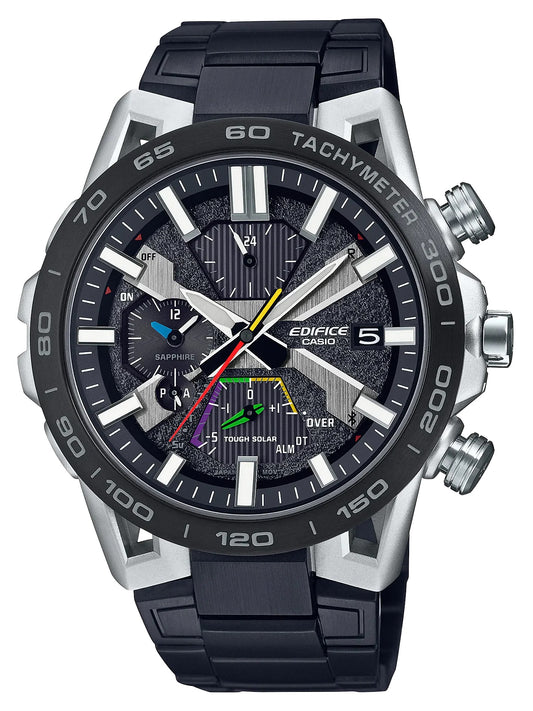 Casio EQB-2000DC-1AER watch for man with a black dial and stainless steel strap.