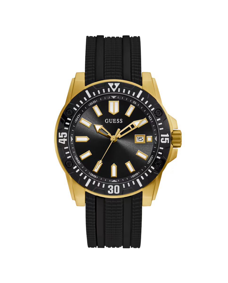 Guess GW0055G4 watch for man with a black dial and silicone strap.