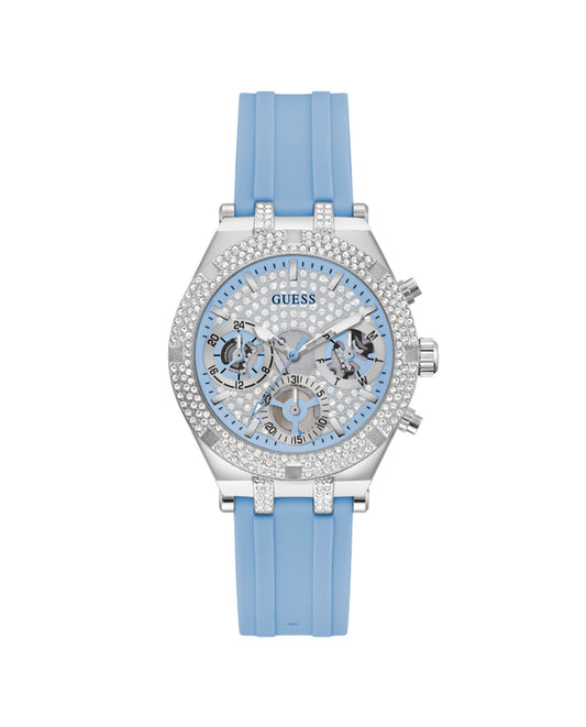 Guess GW0407L1 watch for woman with a silver dial and silicone strap.