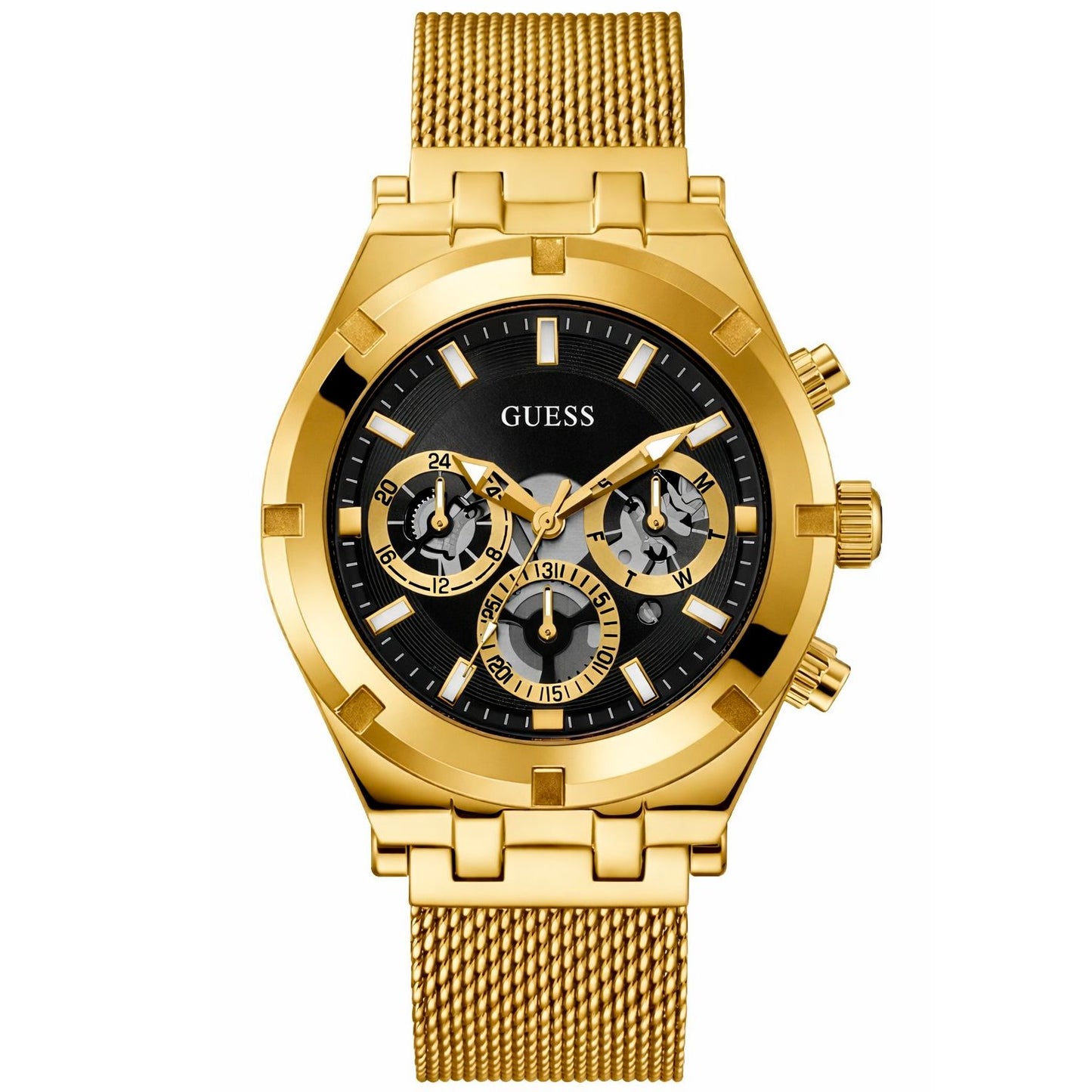 Guess GW0582G2 watch for man with a black dial and stainless steel strap.