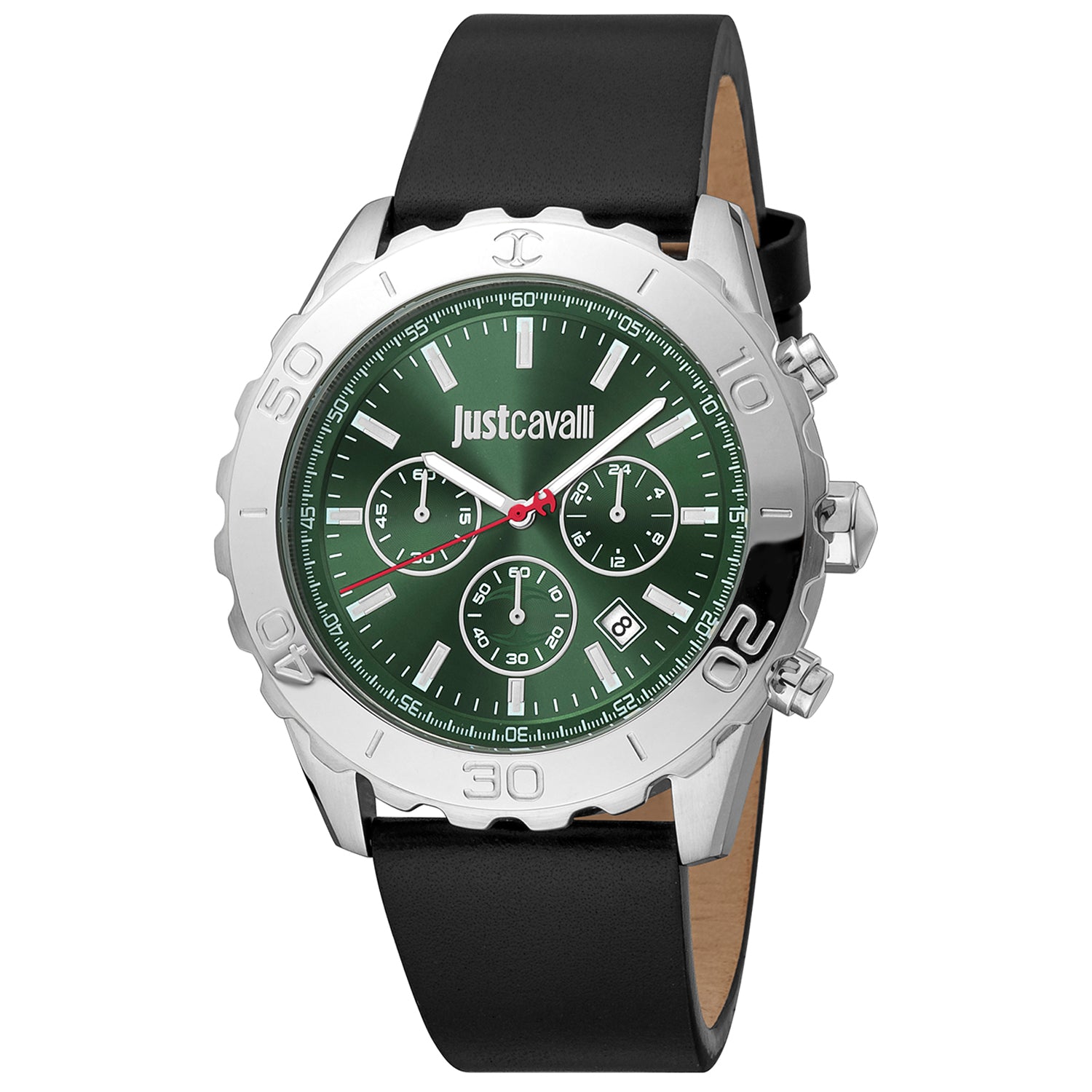 Just Cavalli JC1G214L0015 watch for man with a green dial and leather strap.