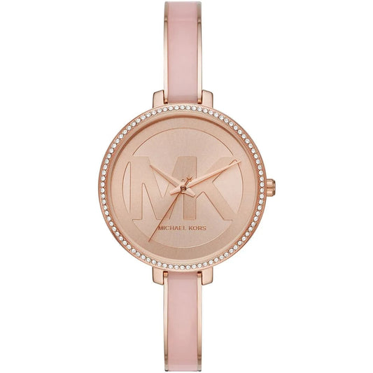 Michael Kors MK4545 watch for women with a pink dial and steel strap.