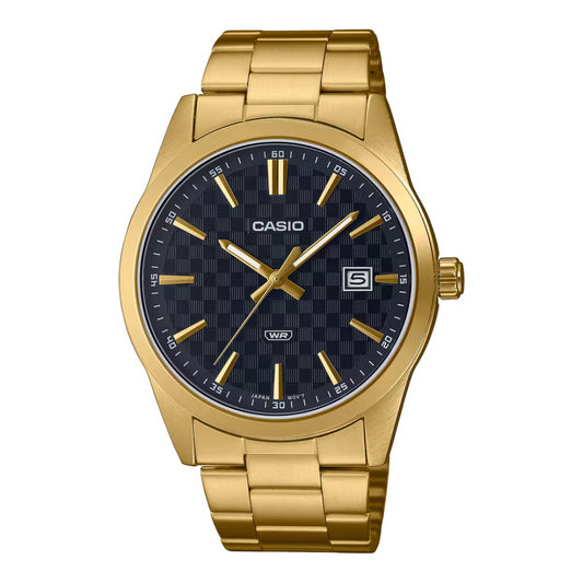 Casio MTP-VD03G-1AUDF watch for man with a blue dial and stainless steel strap.