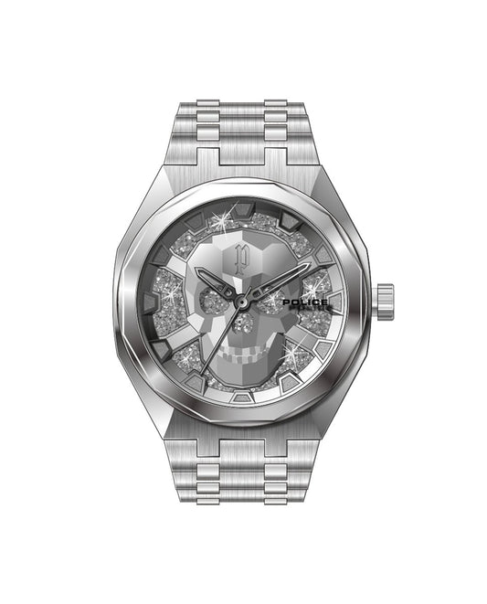 Police PEWJG2110702 watch for man with a silver dial and steel strap.
