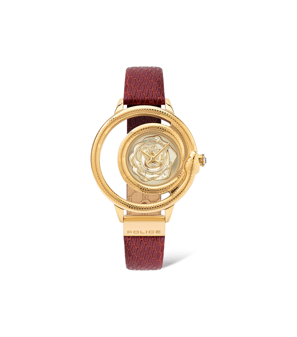Police PEWLA2008302 watch for women with a golden dial and leather strap.