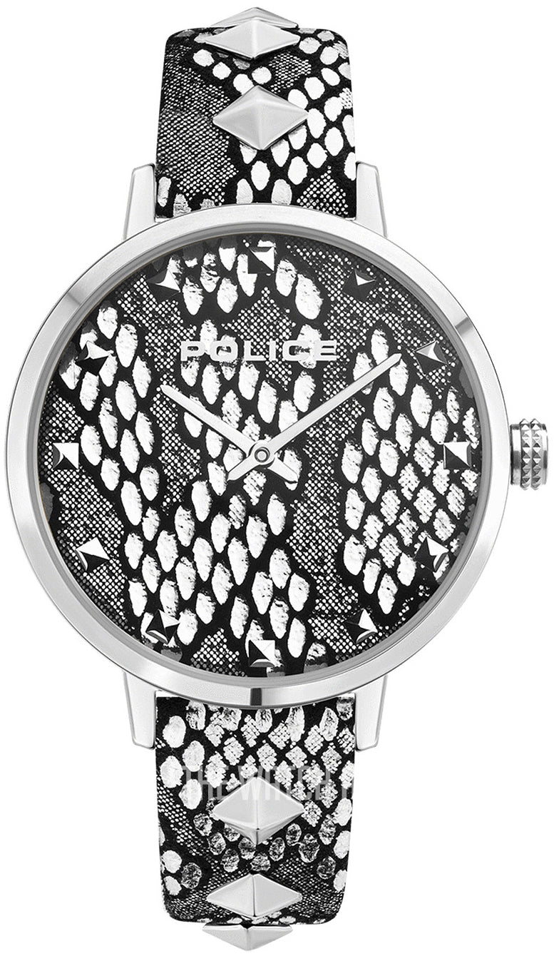 Police PEWLA2109701 watch for women with a grey dial and leather strap.