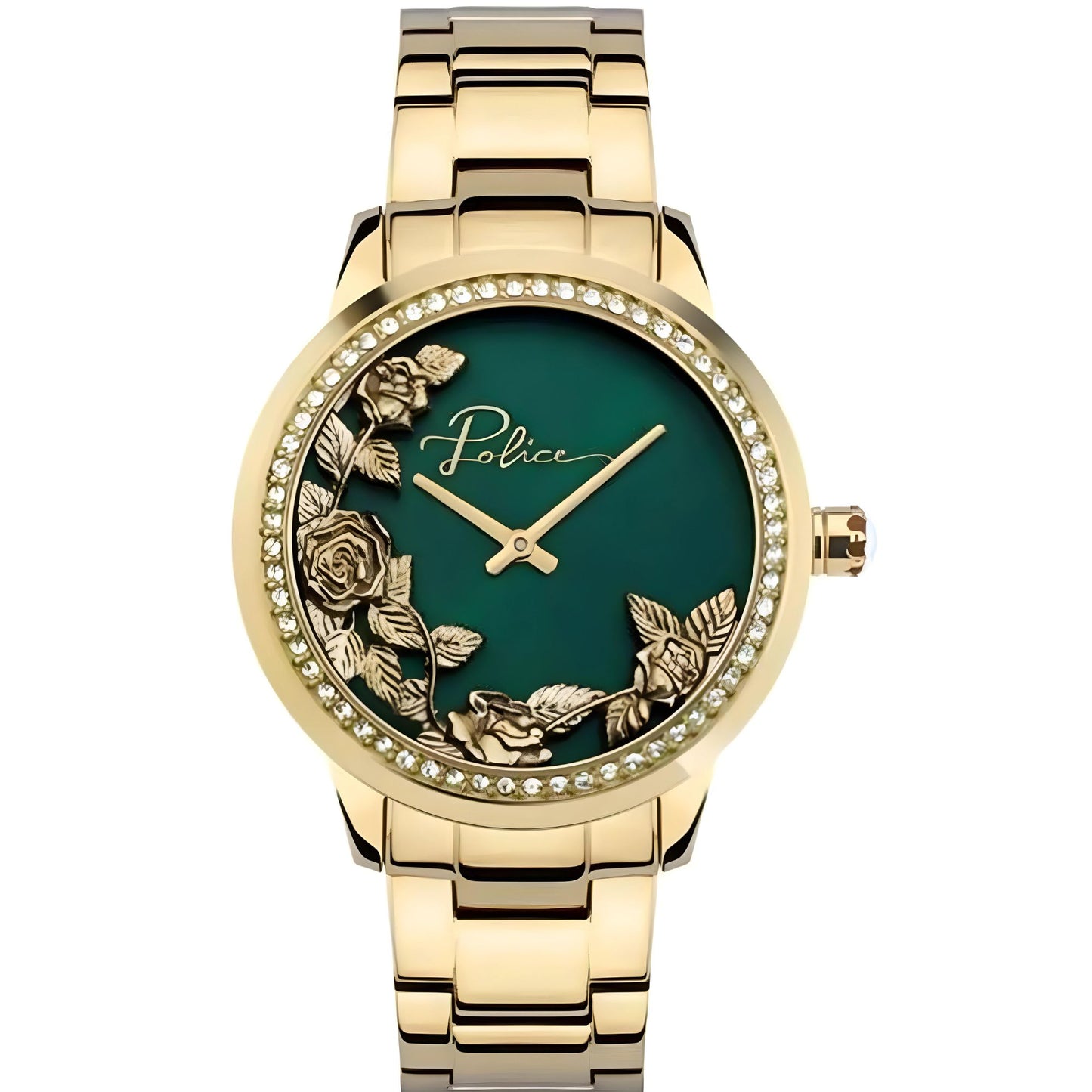 Police PEWLG2202203 watch for women with a green dial and stainless steel strap.
