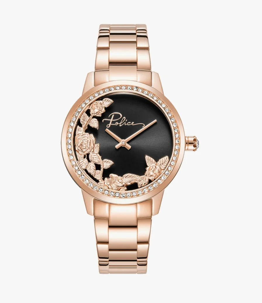 Police PEWLG2202204 watch for women with a black dial and stainless steel strap.