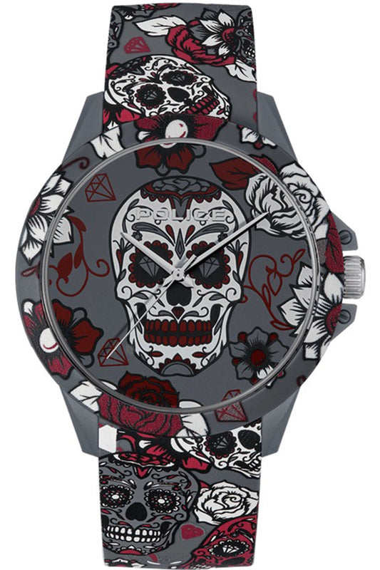 Police PEWUM2119560 watch for man with a grey dial and silicone strap.