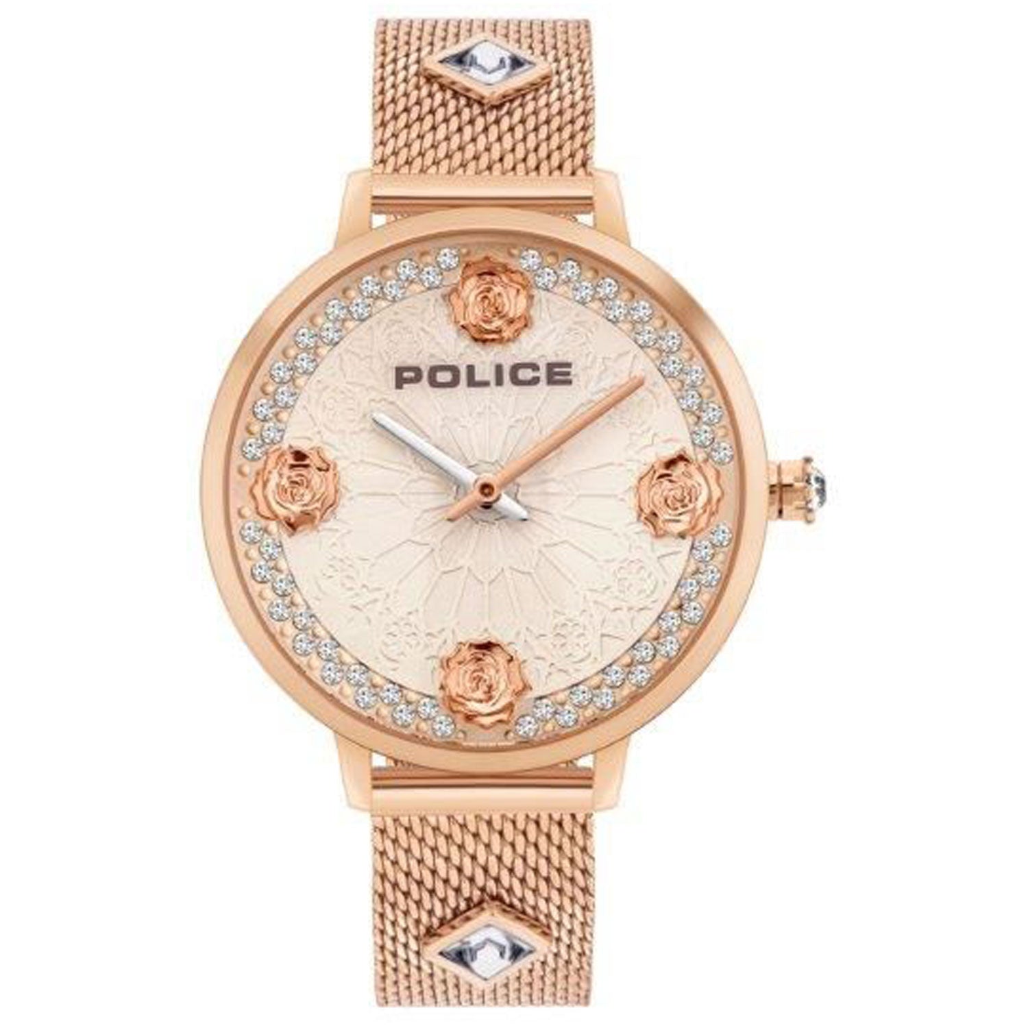 Police PL.16031MSR-32MM watch for man with a pink dial and stainless steel strap.