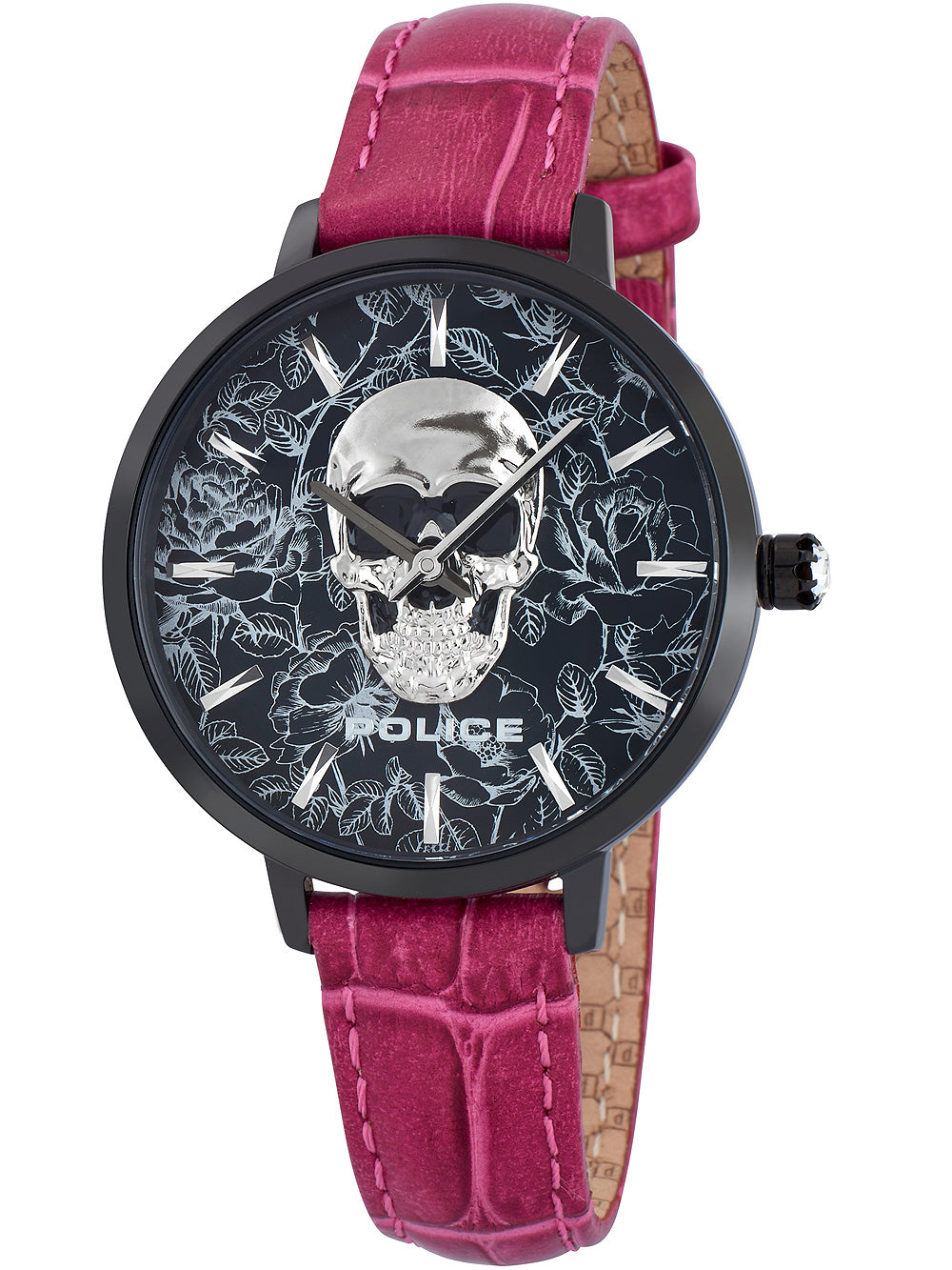 Police PL16032MSB-06 watch for women with a black dial and leather strap.