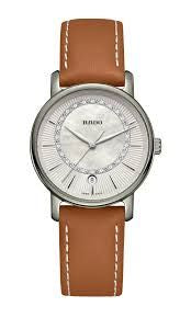Rado R14064945 watch for woman with a white dial and leather strap.