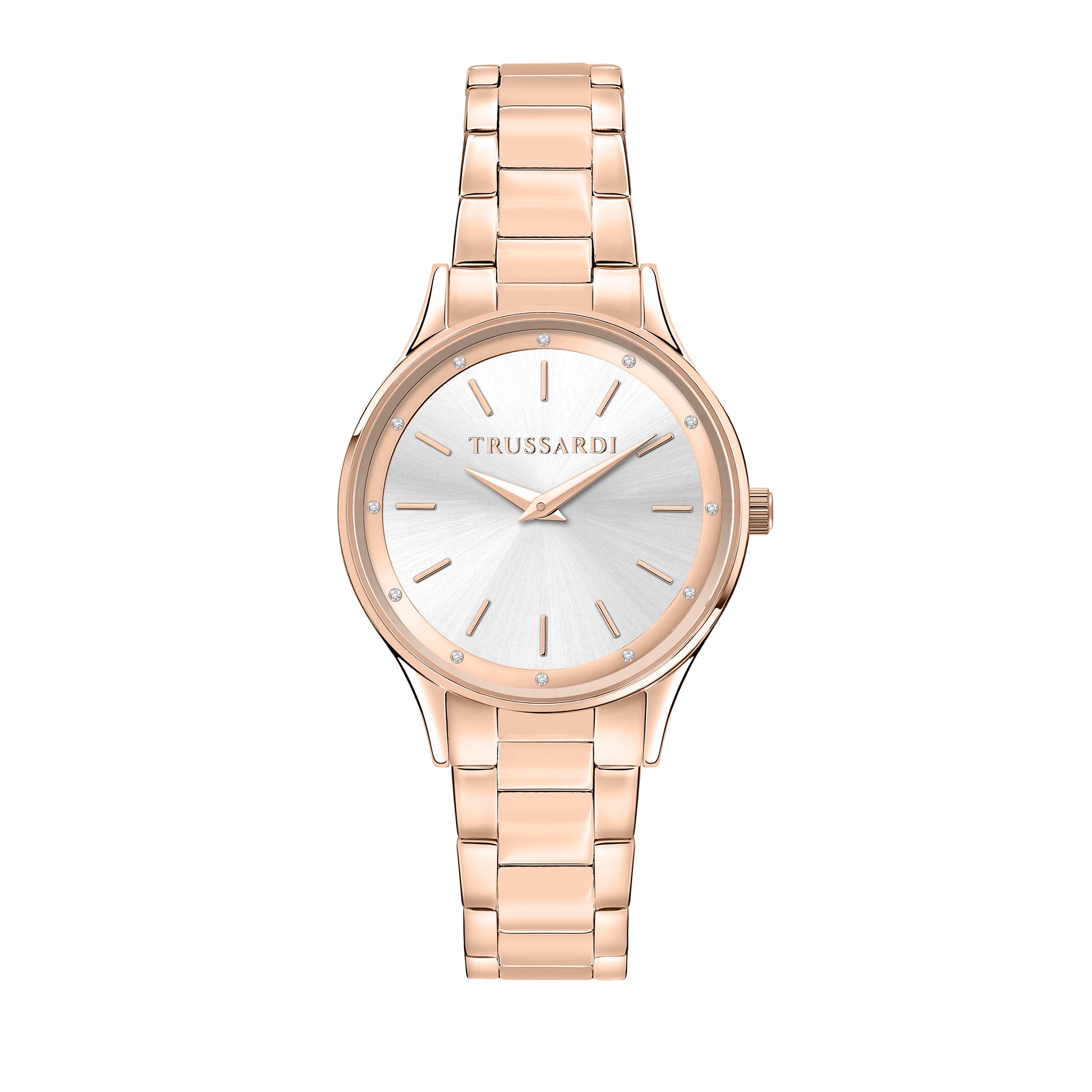 Trussardi R2453152510 watch for women with a white dial and metal strap.